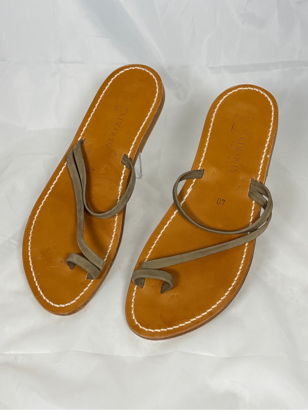 K.Jacques Actium Olive Tan Leather Sandals